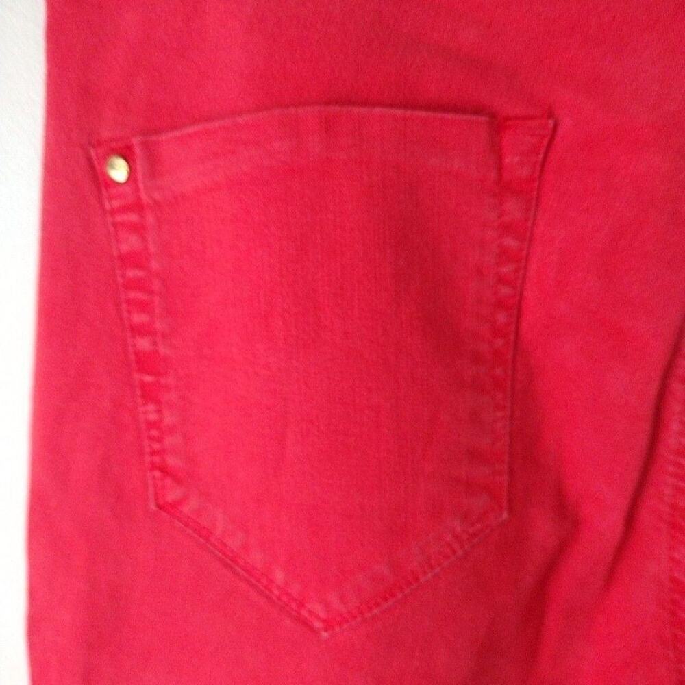 Zara Basic Jeans Womens 8 Red Skinny Mid Rise Ankle Zip Stretch Denim Pants - Picture 6 of 9